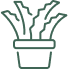 Icône de plante en pot, aux longues feuilles dressées. Représente la nature, la décoration d'intérieur et le végétal.